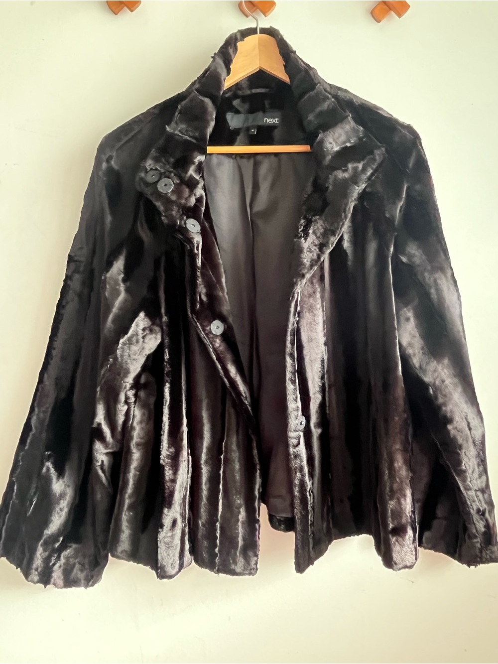 Next Black Faux Fur Teddy Jacket
